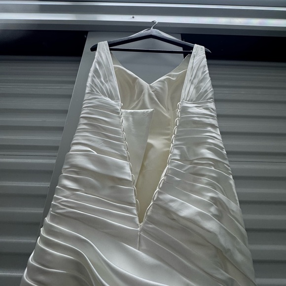 Madison Collection Ivory Satin Wedding Gown – Style 5519 – Size 8 – Corset Back - Picture 7 of 15